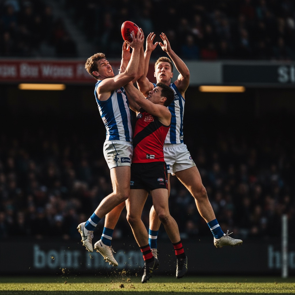 AFL players contesting a mark